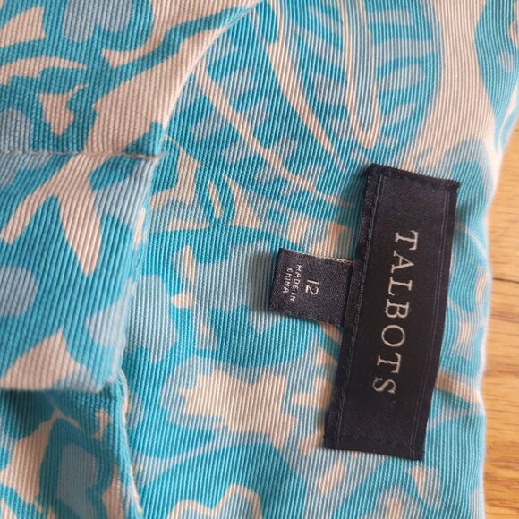 Talbots Womens Floral Pattern Jacket Mid-Length Button Closure Blue & White Size - Picture 7 of 9